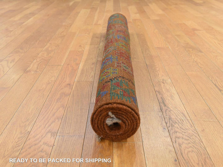 4'1" x 5'9" New Hand Knotted Brown Wool Rectangle Oriental Rug - MOA10278795