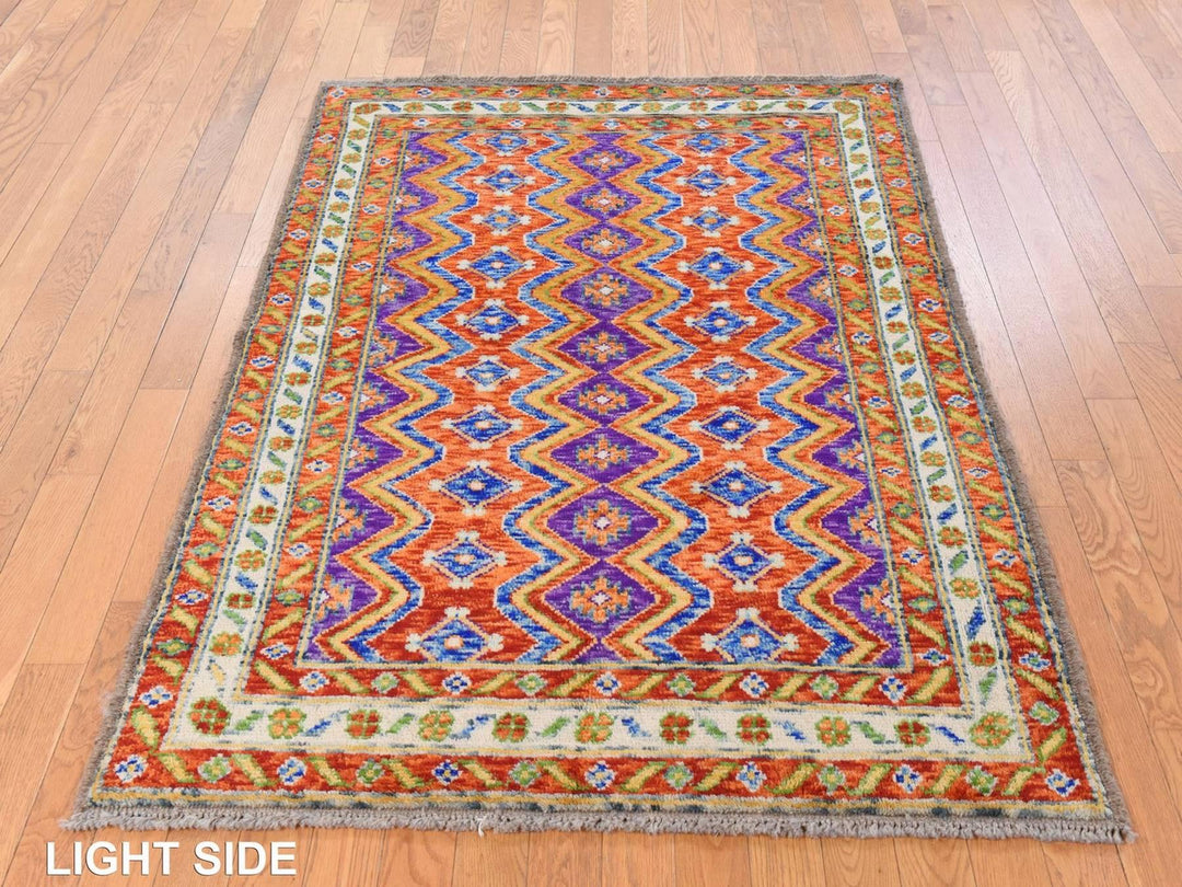 4'0" x 5'10" New Hand Knotted Orange Wool Rectangle Oriental Rug - MOA10278798