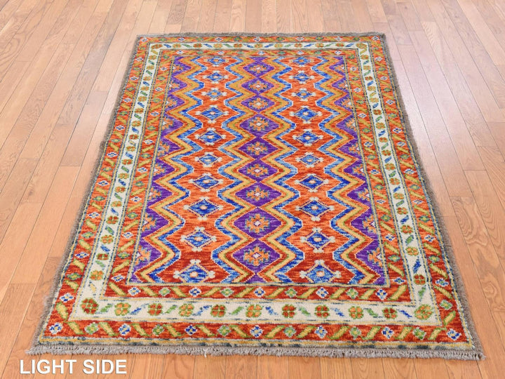 4'0" x 5'10" New Hand Knotted Orange Wool Rectangle Oriental Rug - MOA10278798