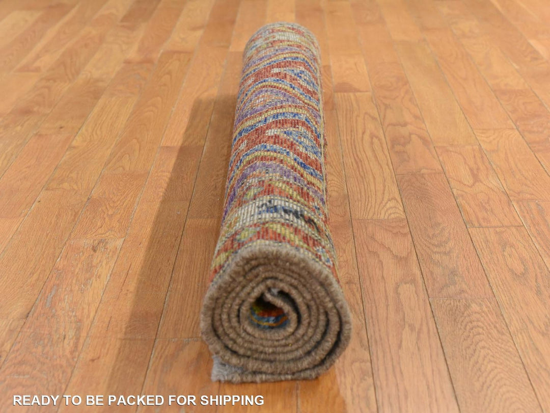 4'0" x 5'10" New Hand Knotted Orange Wool Rectangle Oriental Rug - MOA10278798