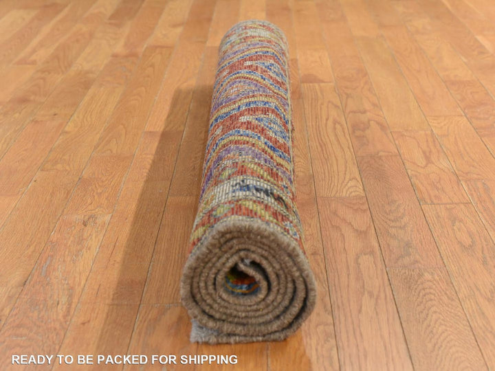 4'0" x 5'10" New Hand Knotted Orange Wool Rectangle Oriental Rug - MOA10278798