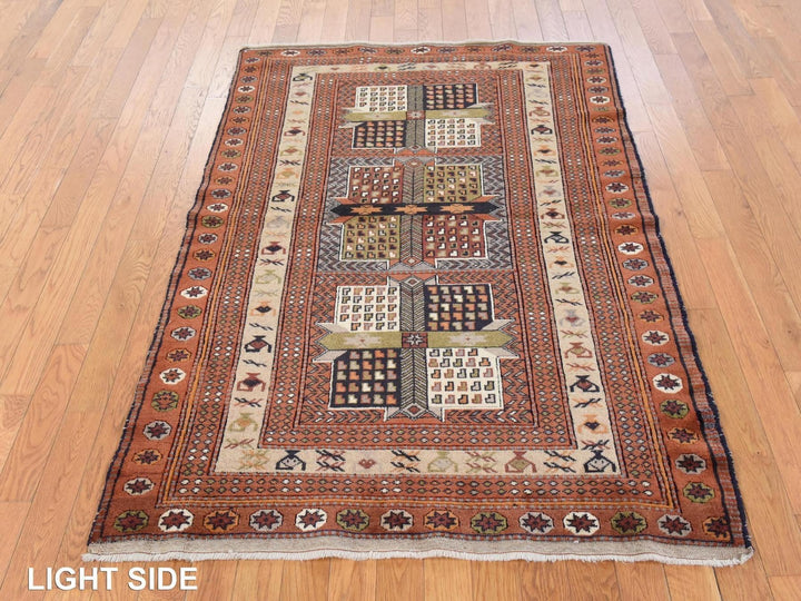 4'0" x 5'10" Vintage Hand Knotted Brown Wool Rectangle Oriental Rug - MOA10278799