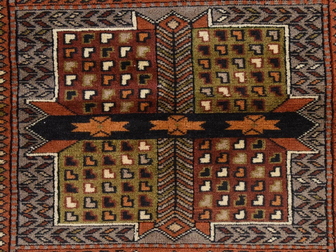 4'0" x 5'10" Vintage Hand Knotted Brown Wool Rectangle Oriental Rug - MOA10278799