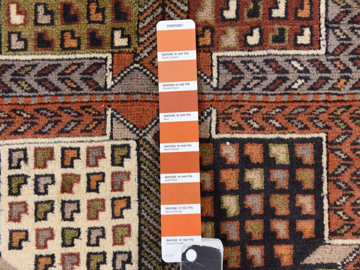 4'0" x 5'10" Vintage Hand Knotted Brown Wool Rectangle Oriental Rug - MOA10278799
