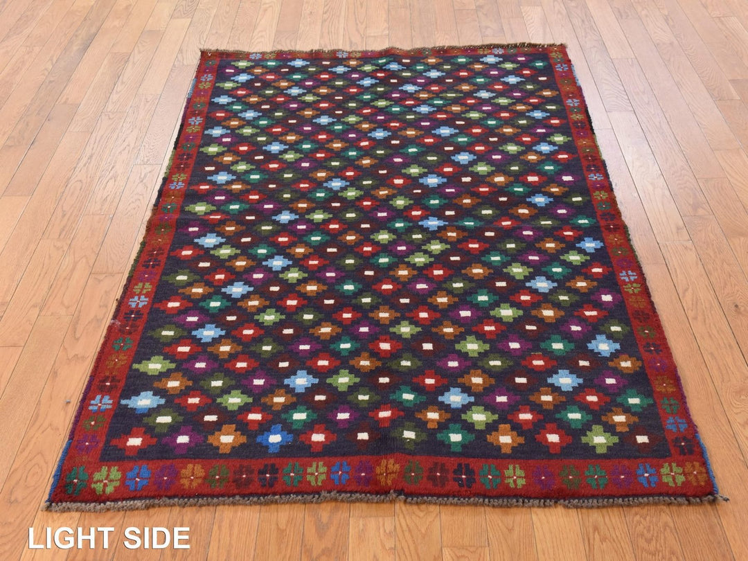 4'1" x 6'0" New Hand Knotted Black Wool Rectangle Oriental Rug - MOA10278800