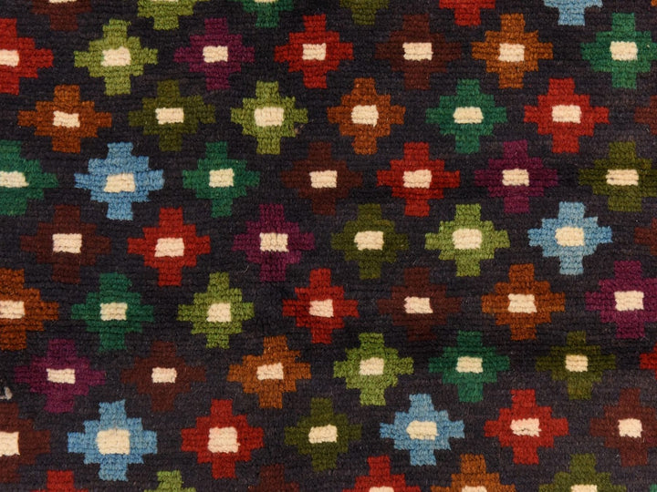 4'1" x 6'0" New Hand Knotted Black Wool Rectangle Oriental Rug - MOA10278800