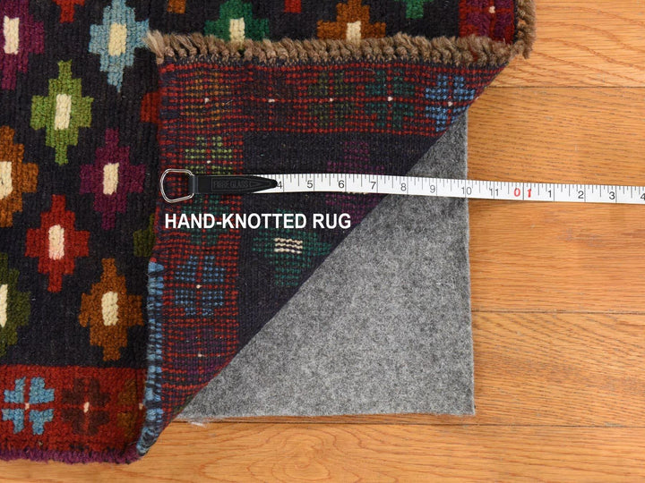 4'1" x 6'0" New Hand Knotted Black Wool Rectangle Oriental Rug - MOA10278800