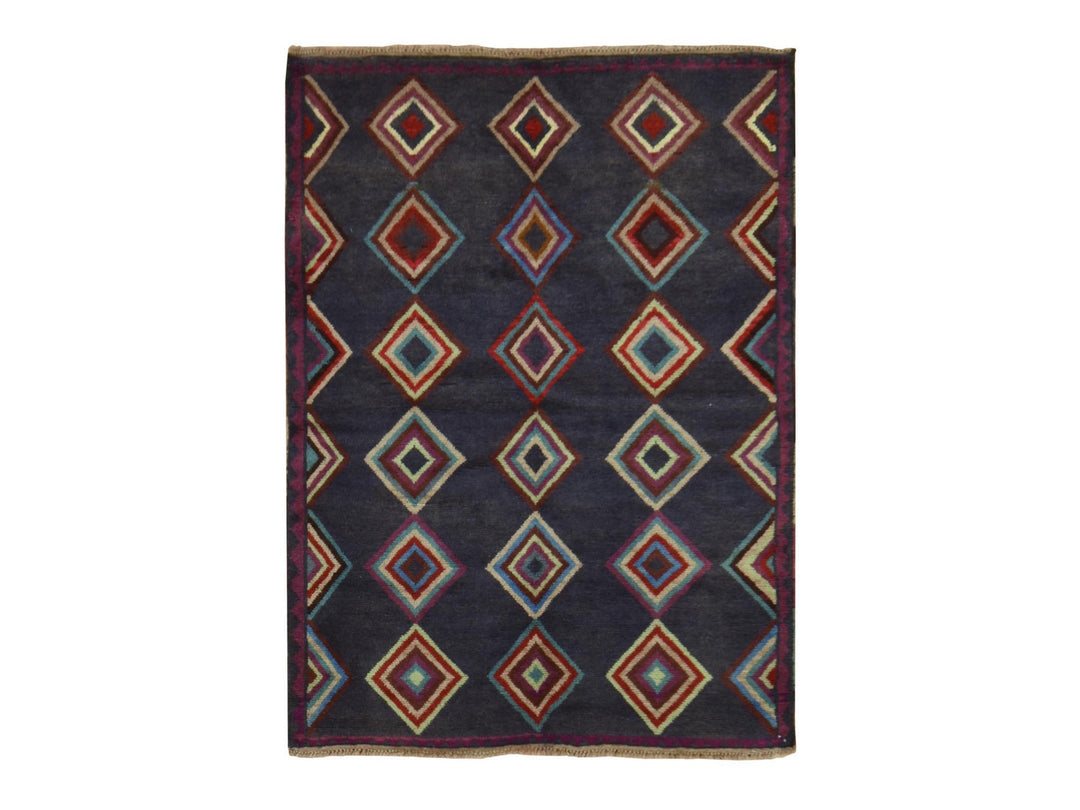 4'2" x 5'7" New Hand Knotted Blue Wool Rectangle Oriental Rug - MOA10278801