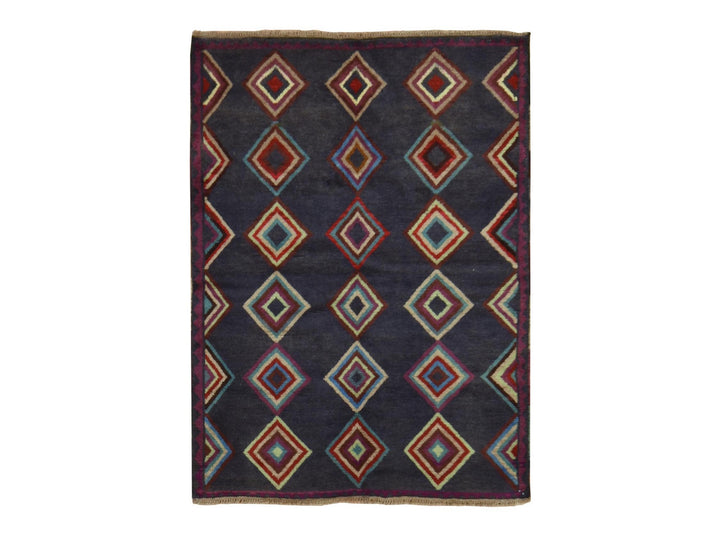 4'2" x 5'7" New Hand Knotted Blue Wool Rectangle Oriental Rug - MOA10278801