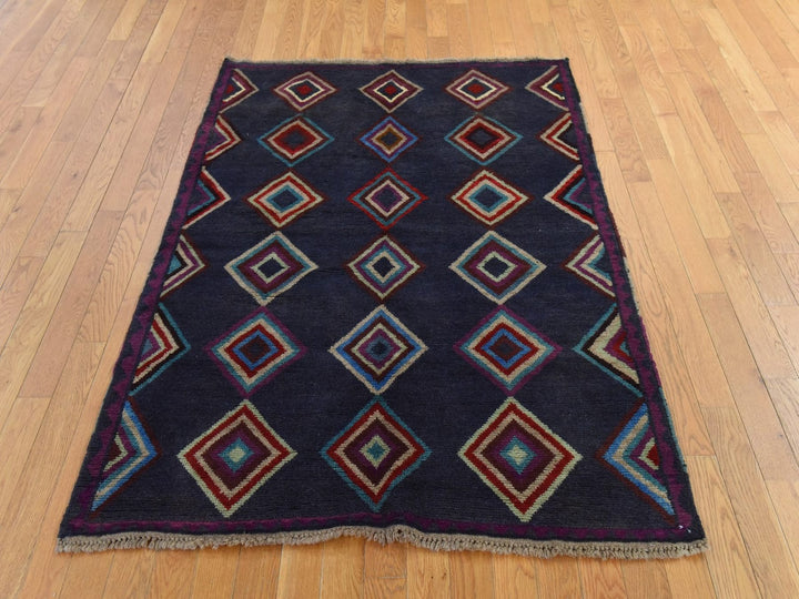 4'2" x 5'7" New Hand Knotted Blue Wool Rectangle Oriental Rug - MOA10278801