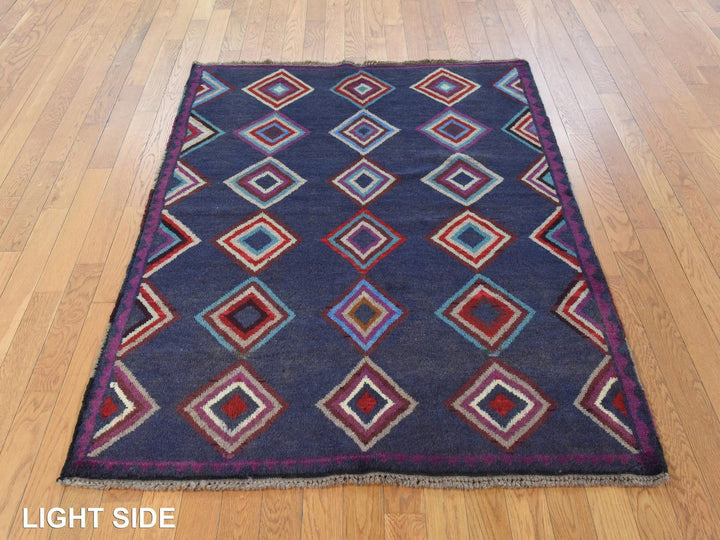 4'2" x 5'7" New Hand Knotted Blue Wool Rectangle Oriental Rug - MOA10278801