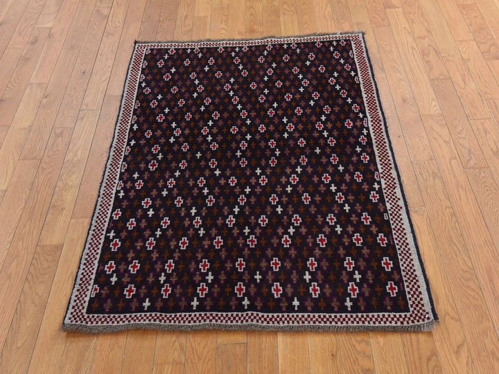 3'4" x 4'6" New Hand Knotted Blue Wool Rectangle Oriental Rug - MOA10278802