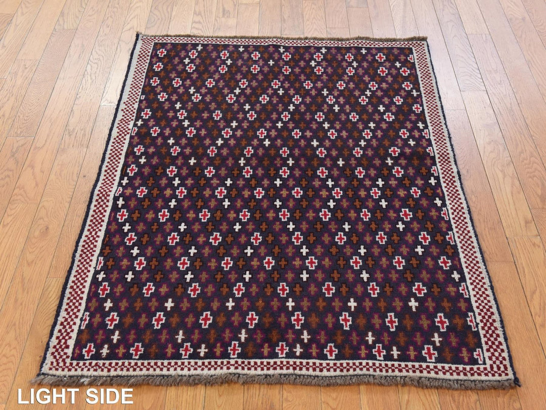 3'4" x 4'6" New Hand Knotted Blue Wool Rectangle Oriental Rug - MOA10278802
