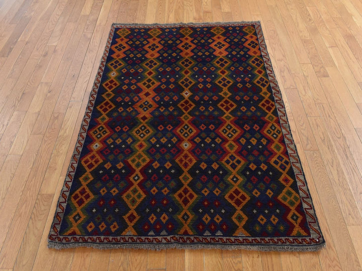 4'1" x 5'8" New Hand Knotted Blue Wool Rectangle Oriental Rug - MOA10278803