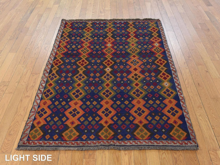 4'1" x 5'8" New Hand Knotted Blue Wool Rectangle Oriental Rug - MOA10278803