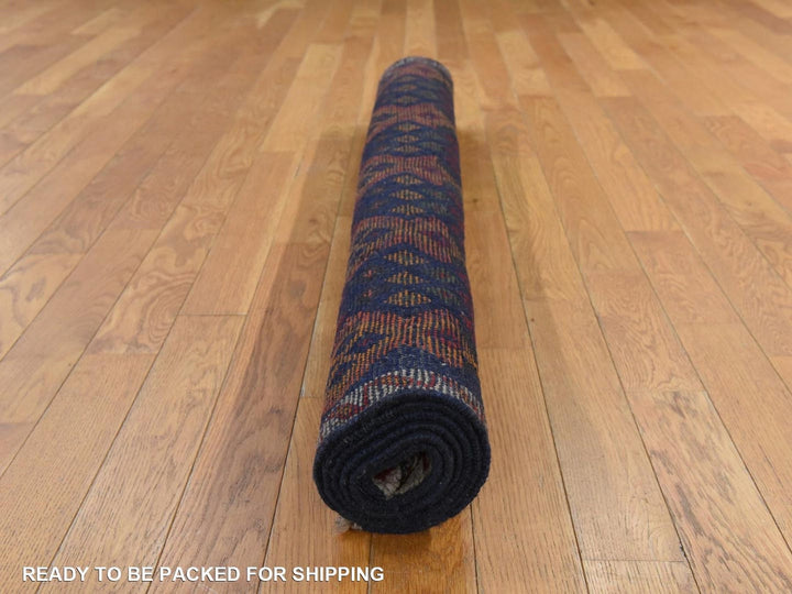 4'1" x 5'8" New Hand Knotted Blue Wool Rectangle Oriental Rug - MOA10278803