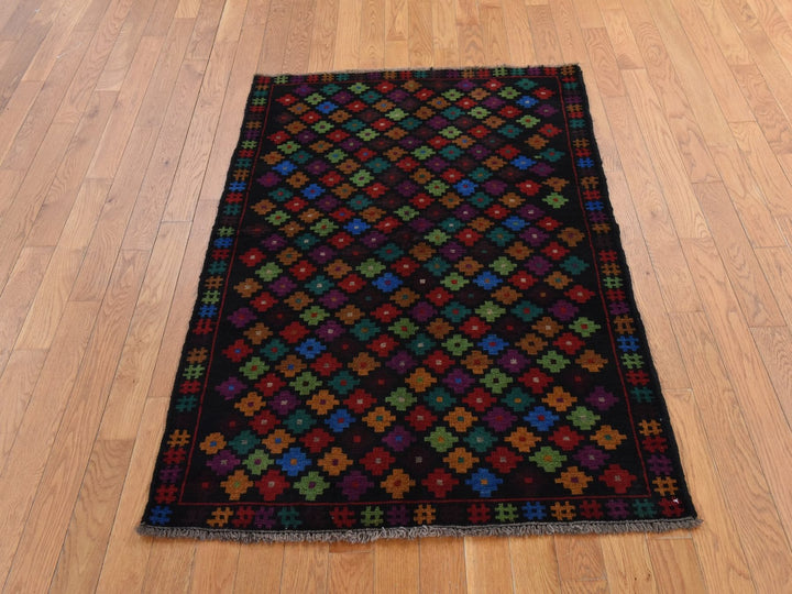 3'5" x 5'0" New Hand Knotted Black Wool Rectangle Oriental Rug - MOA10278806