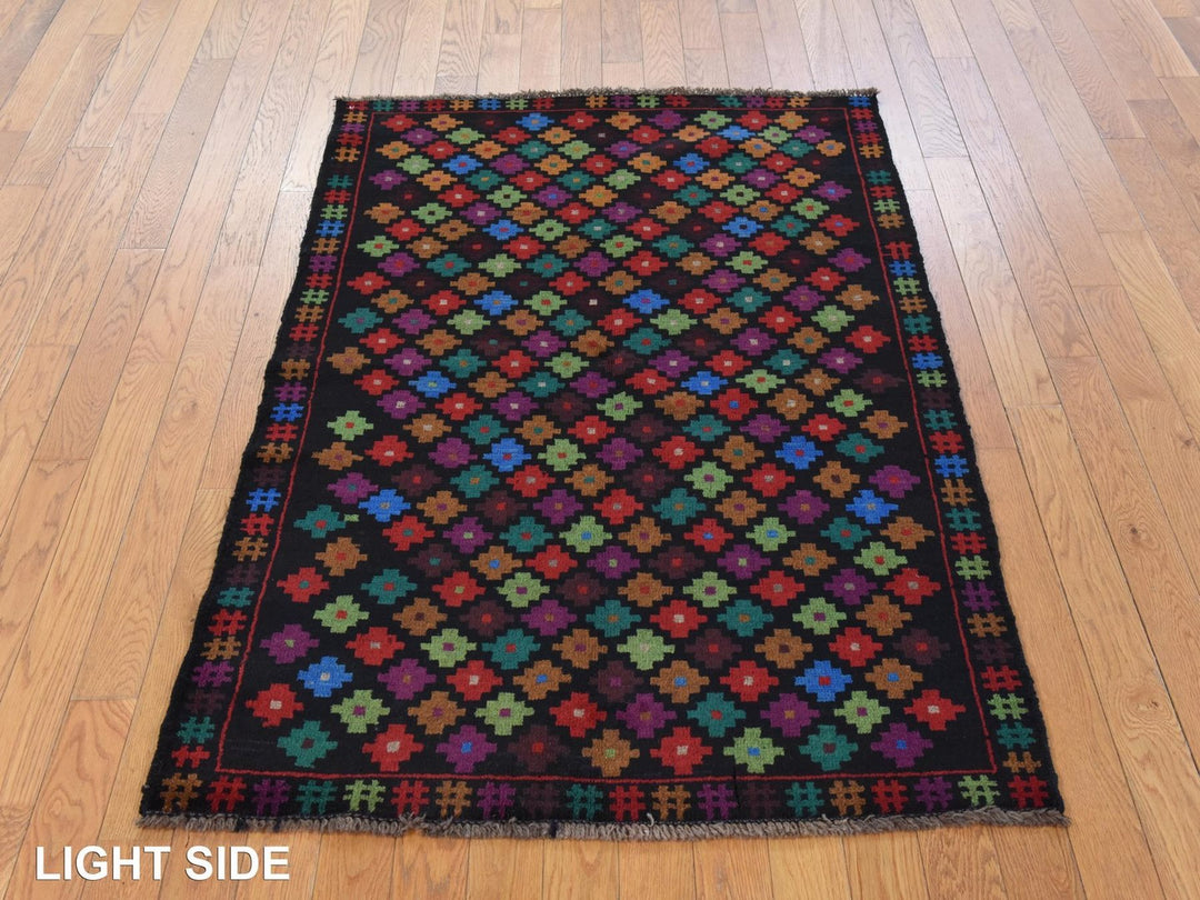 3'5" x 5'0" New Hand Knotted Black Wool Rectangle Oriental Rug - MOA10278806