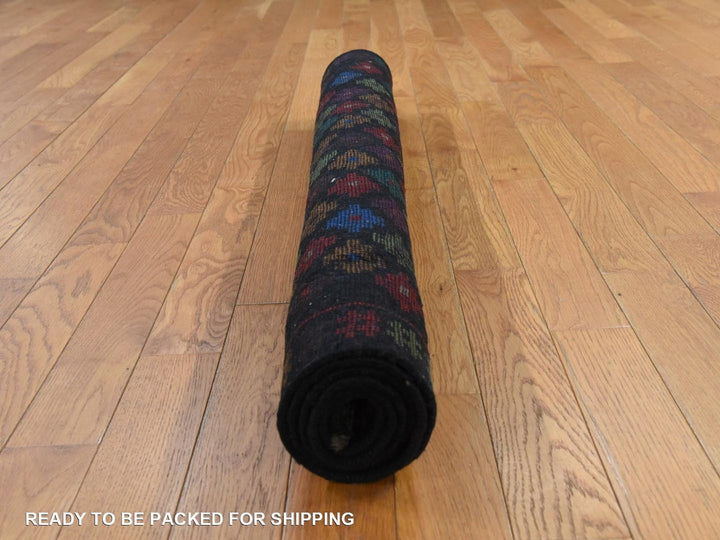 3'5" x 5'0" New Hand Knotted Black Wool Rectangle Oriental Rug - MOA10278806