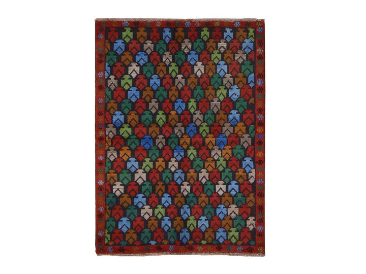 3'5" x 4'8" New Hand Knotted Black Wool Rectangle Oriental Rug - MOA10278807