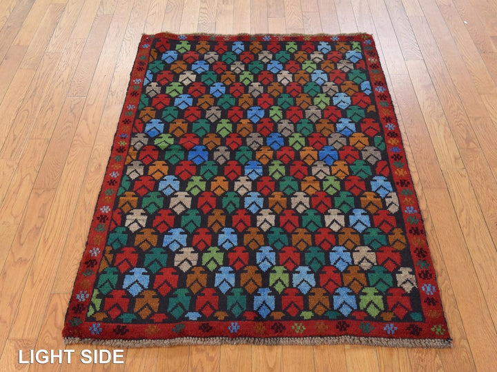3'5" x 4'8" New Hand Knotted Black Wool Rectangle Oriental Rug - MOA10278807