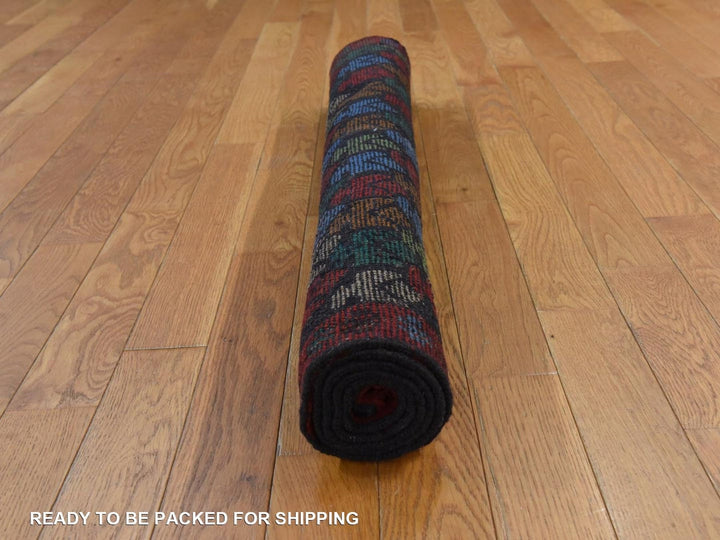 3'5" x 4'8" New Hand Knotted Black Wool Rectangle Oriental Rug - MOA10278807