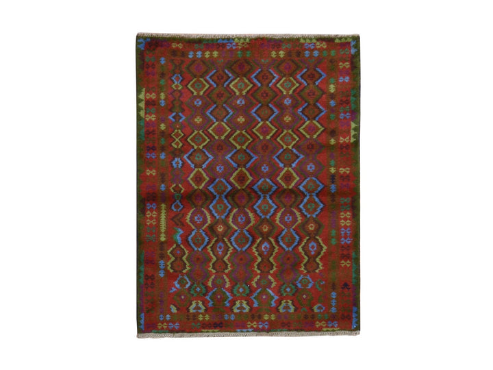 3'5" x 4'8" New Hand Knotted Red Wool Rectangle Oriental Rug - MOA10278808