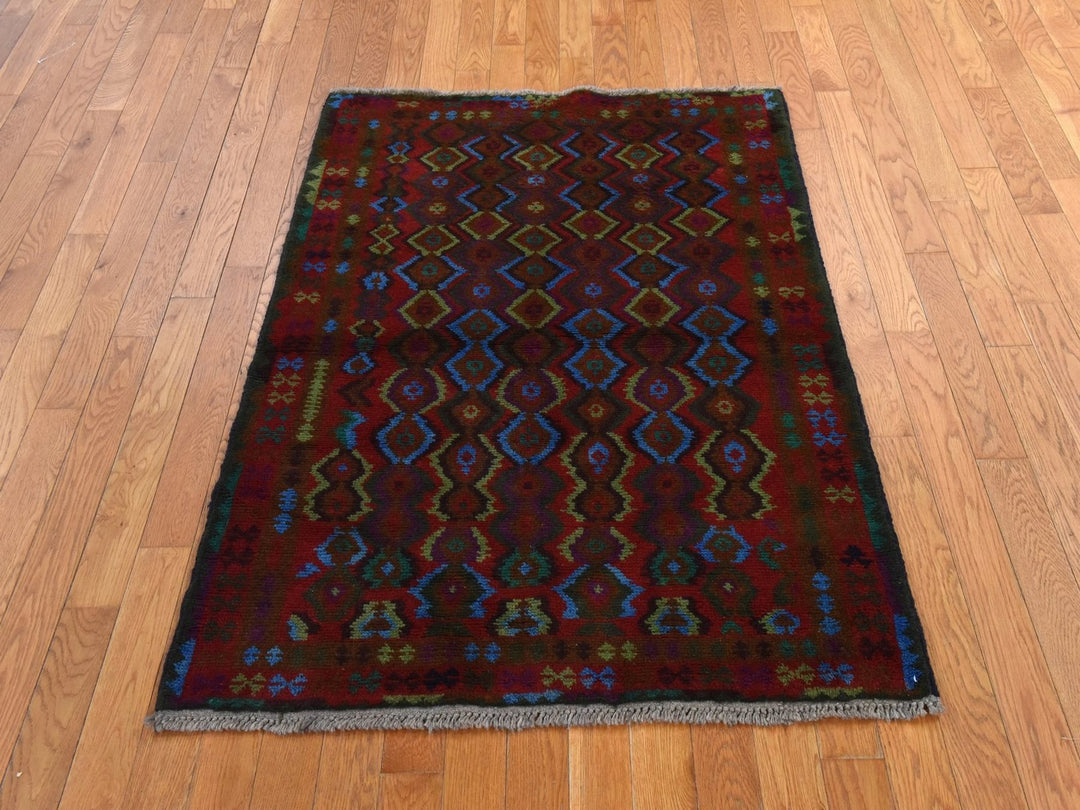 3'5" x 4'8" New Hand Knotted Red Wool Rectangle Oriental Rug - MOA10278808