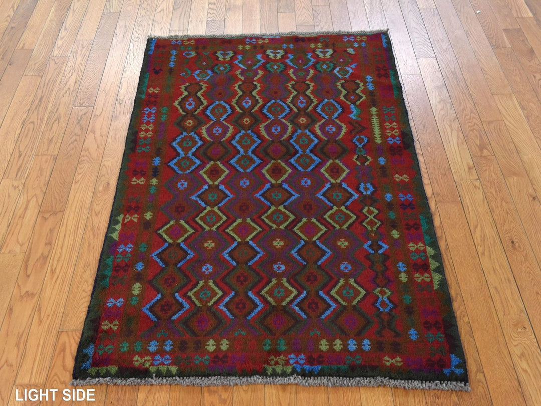 3'5" x 4'8" New Hand Knotted Red Wool Rectangle Oriental Rug - MOA10278808