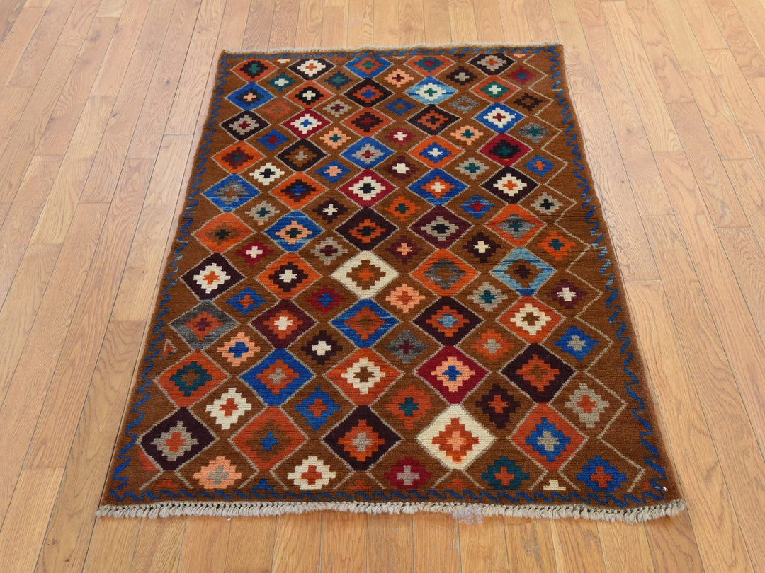3'5" x 4'10" New Hand Knotted Brown Wool Rectangle Oriental Rug - MOA10278809