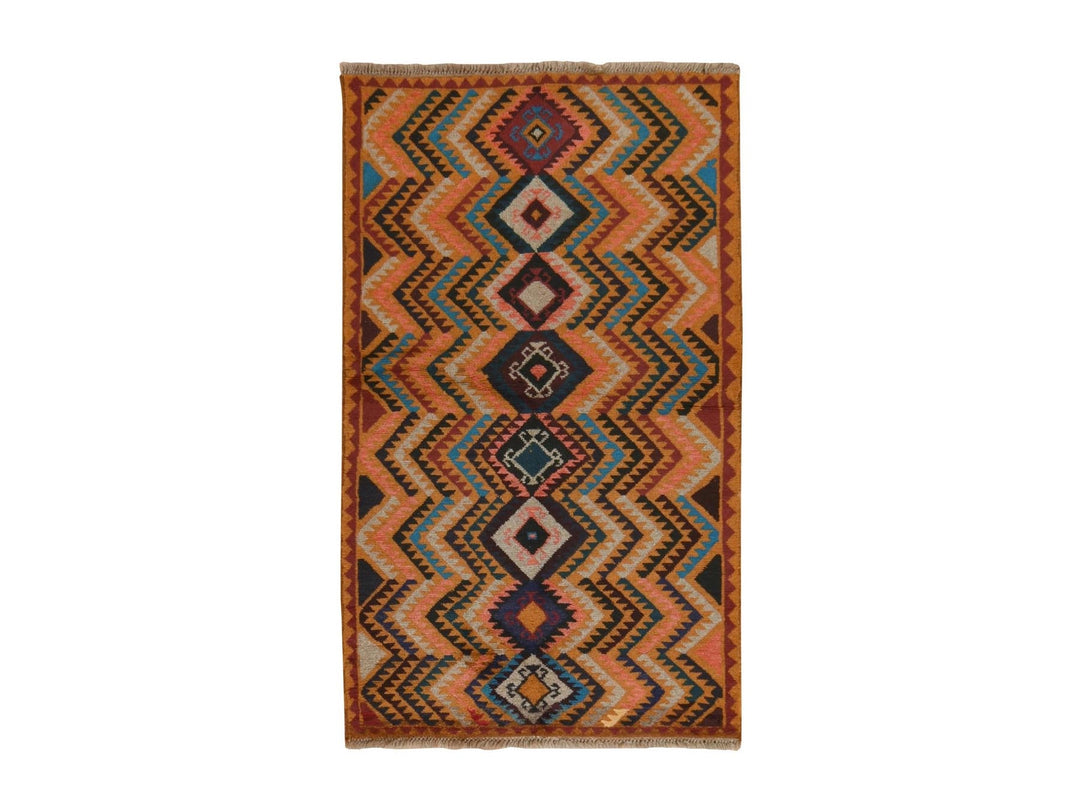 3'9" x 6'3" New Hand Knotted Brown Wool Rectangle Oriental Rug - MOA10278810
