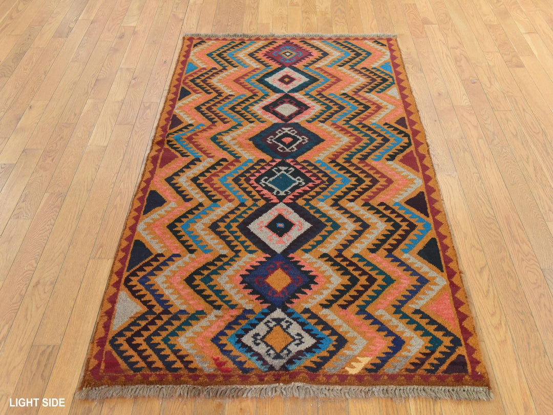 3'9" x 6'3" New Hand Knotted Brown Wool Rectangle Oriental Rug - MOA10278810