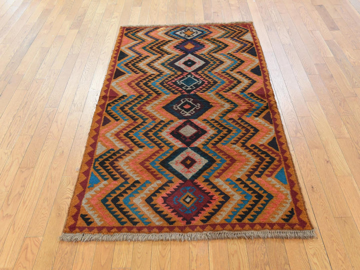 3'9" x 6'3" New Hand Knotted Brown Wool Rectangle Oriental Rug - MOA10278810