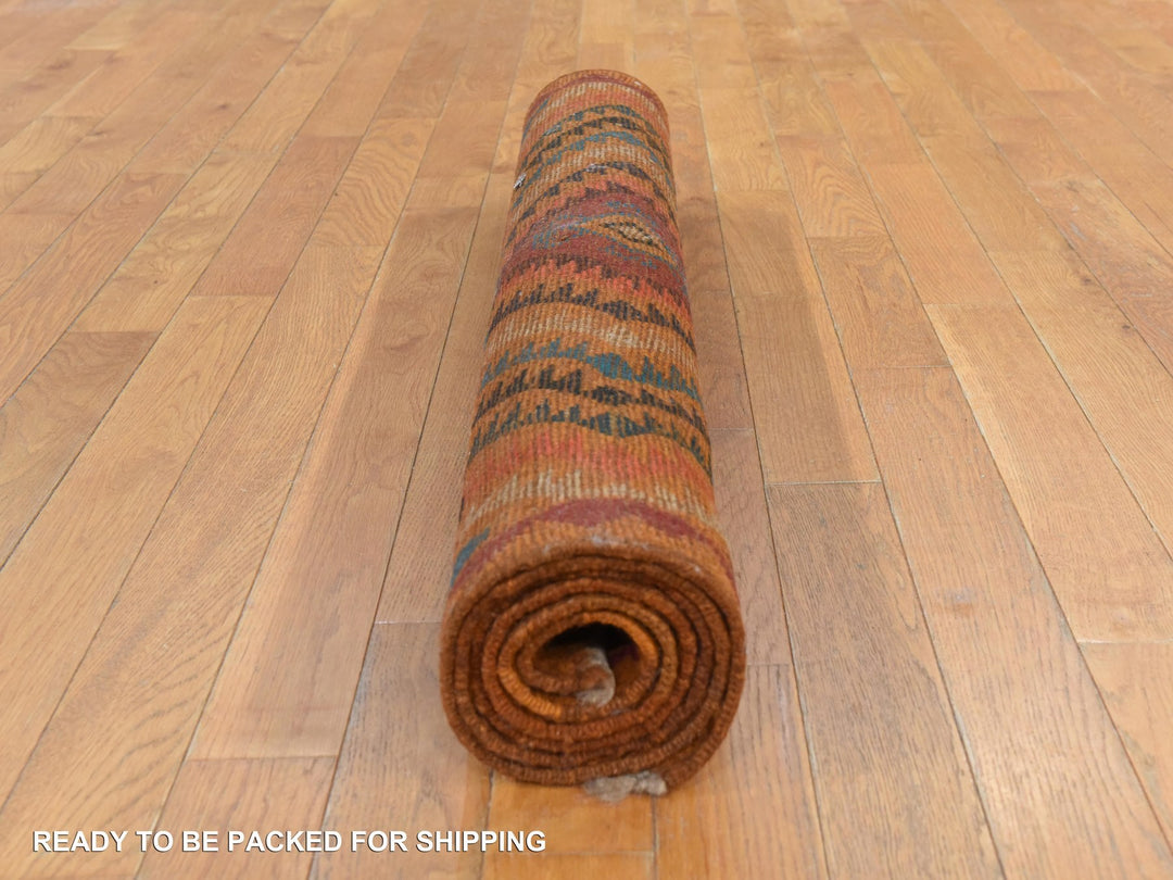 3'9" x 6'3" New Hand Knotted Brown Wool Rectangle Oriental Rug - MOA10278810