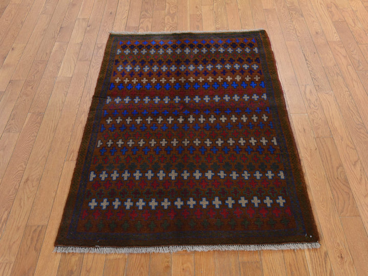 3'3" x 4'7" New Hand Knotted Brown Wool Rectangle Oriental Rug - MOA10278811