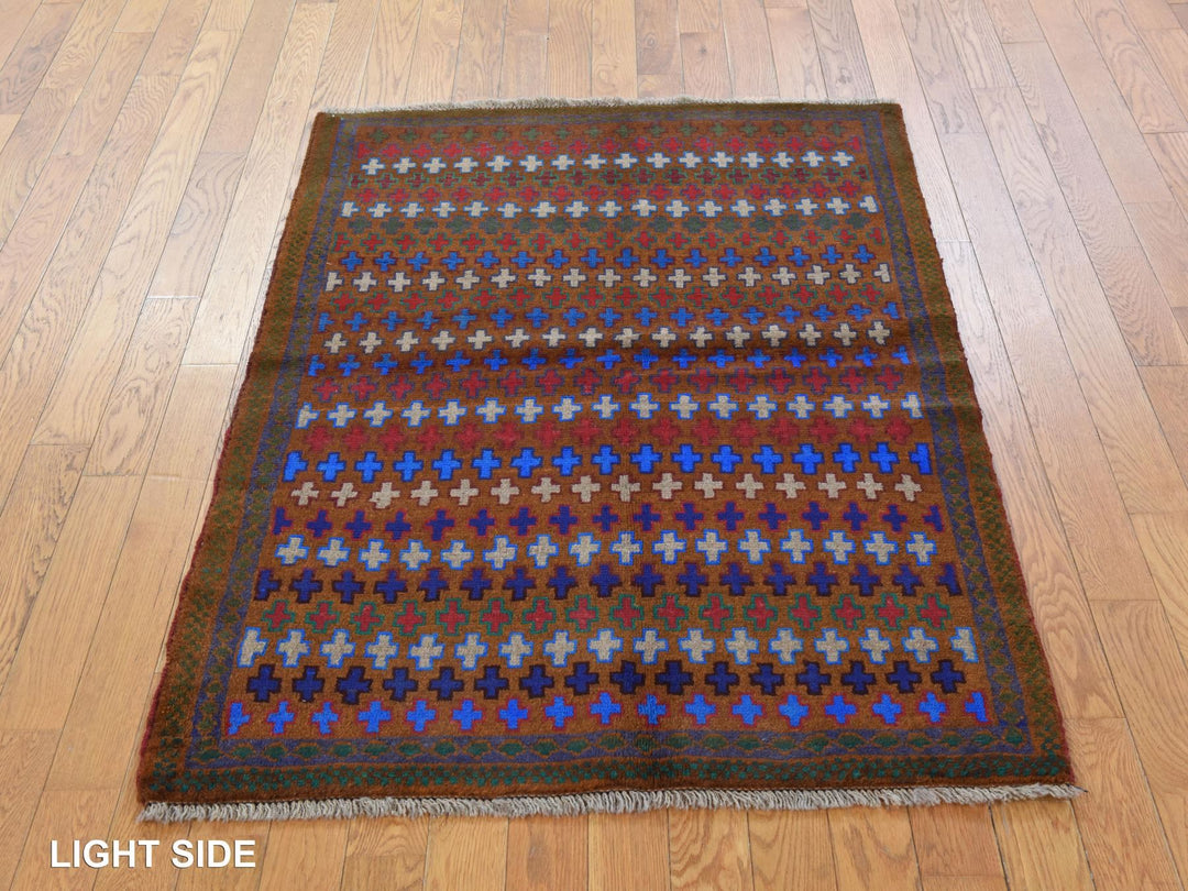 3'3" x 4'7" New Hand Knotted Brown Wool Rectangle Oriental Rug - MOA10278811
