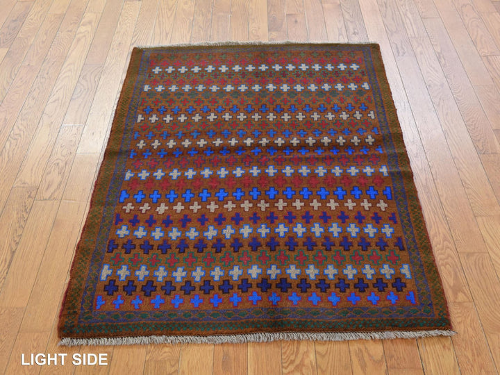3'3" x 4'7" New Hand Knotted Brown Wool Rectangle Oriental Rug - MOA10278811