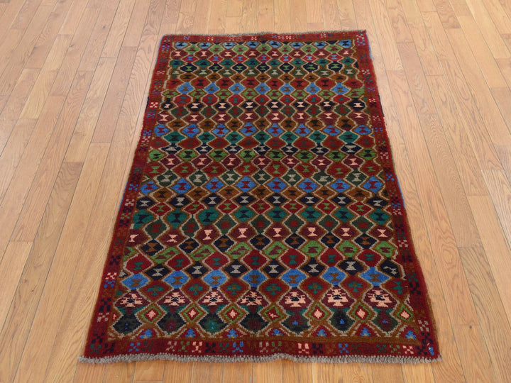 3'3" x 5'0" New Hand Knotted Red Wool Rectangle Oriental Rug - MOA10278814