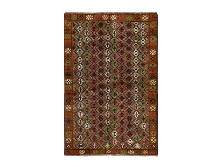 3'1" x 4'8" New Hand Knotted Brown Wool Rectangle Oriental Rug - MOA10278815