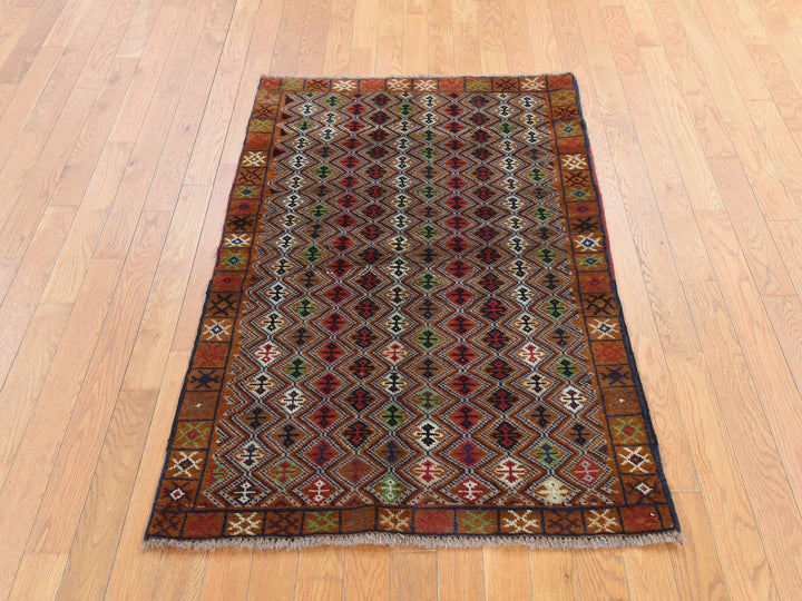 3'1" x 4'8" New Hand Knotted Brown Wool Rectangle Oriental Rug - MOA10278815