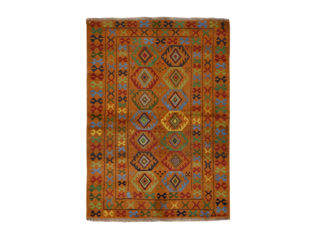 4'3" x 6'0" New Hand Knotted Brown Wool Rectangle Oriental Rug - MOA10278817
