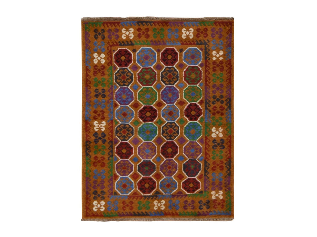 3'6" x 4'9" New Hand Knotted Brown Wool Rectangle Oriental Rug - MOA10278818