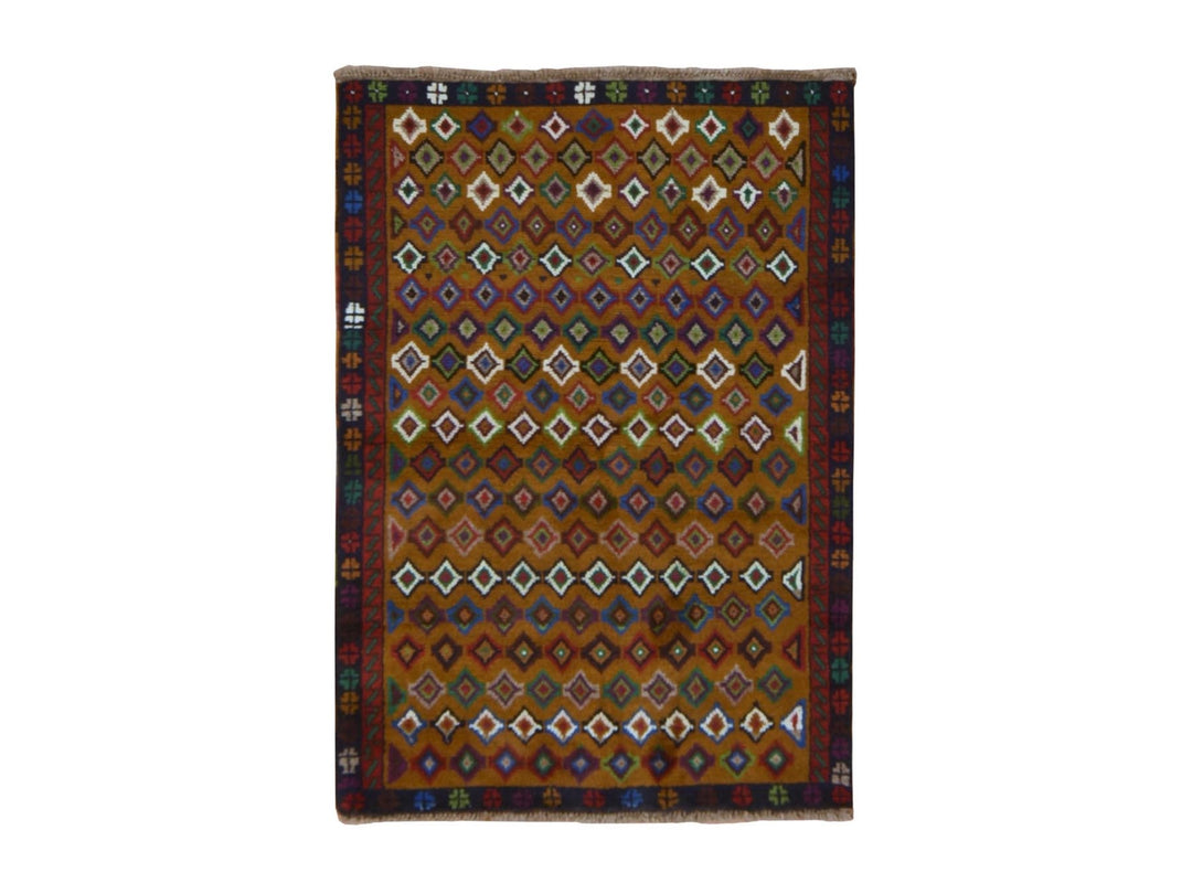 3'3" x 4'8" New Hand Knotted Brown Wool Rectangle Oriental Rug - MOA10278819