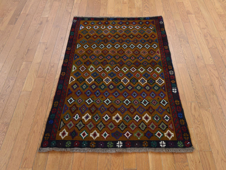 3'3" x 4'8" New Hand Knotted Brown Wool Rectangle Oriental Rug - MOA10278819