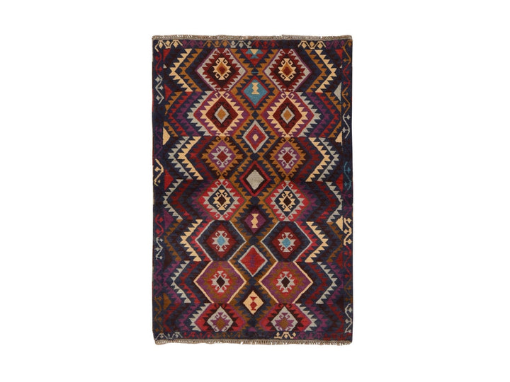 3'8" x 5'7" New Hand Knotted Blue Wool Rectangle Oriental Rug - MOA10278820
