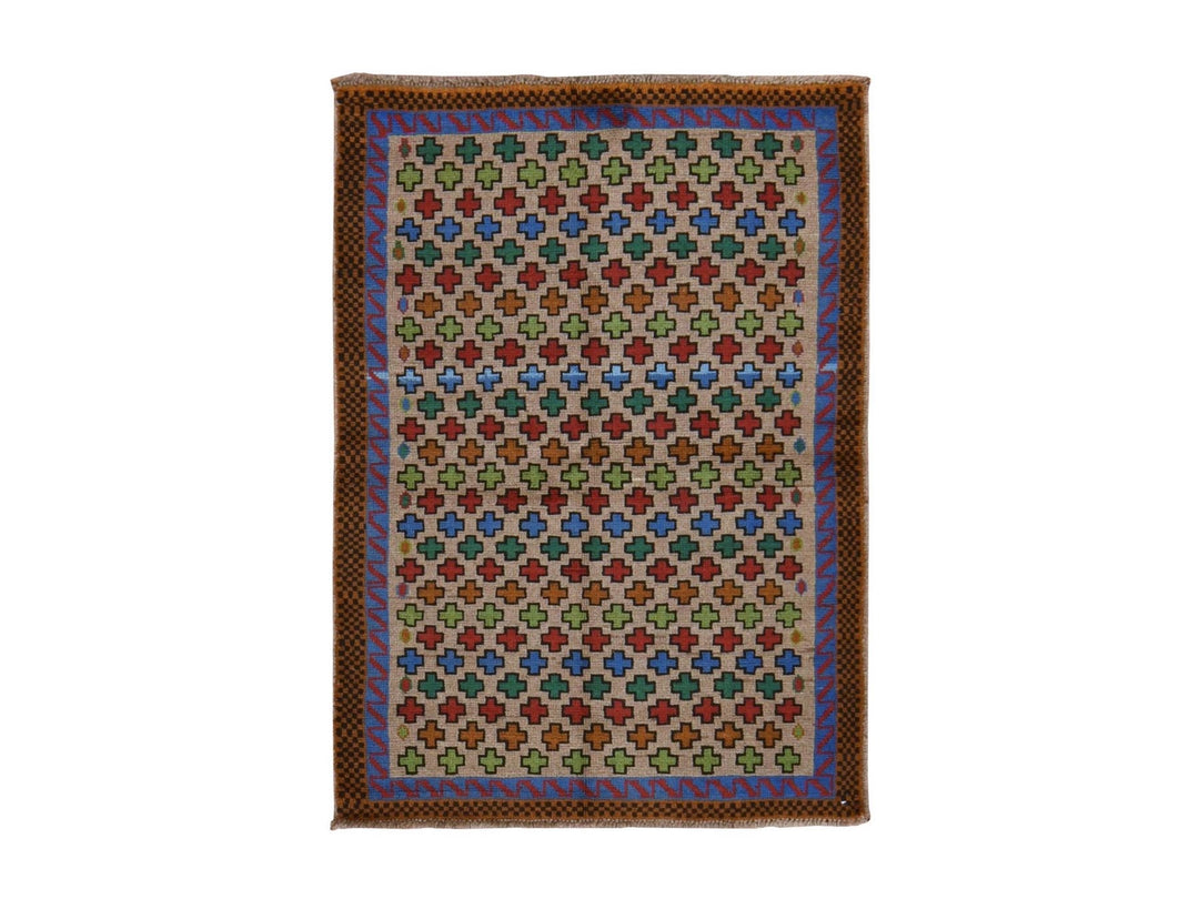 3'4" x 4'9" New Hand Knotted Beige Wool Rectangle Oriental Rug - MOA10278821