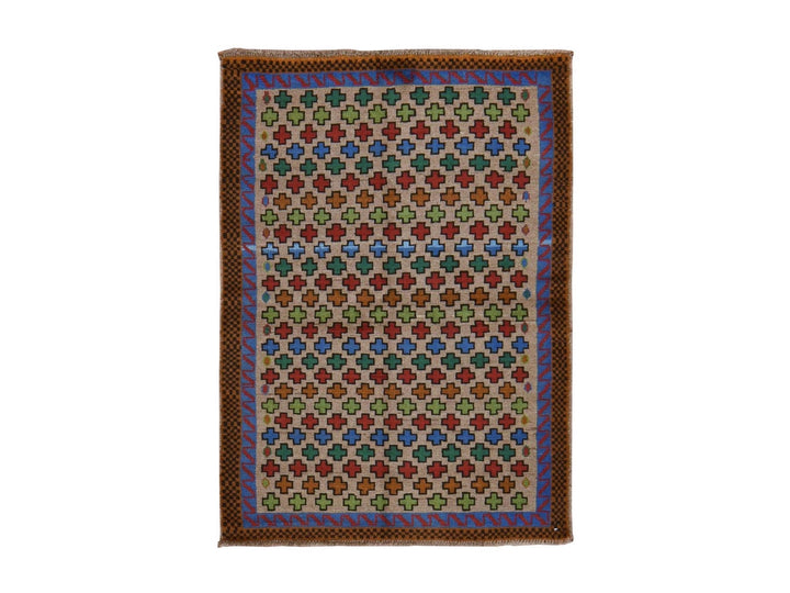 3'4" x 4'9" New Hand Knotted Beige Wool Rectangle Oriental Rug - MOA10278821