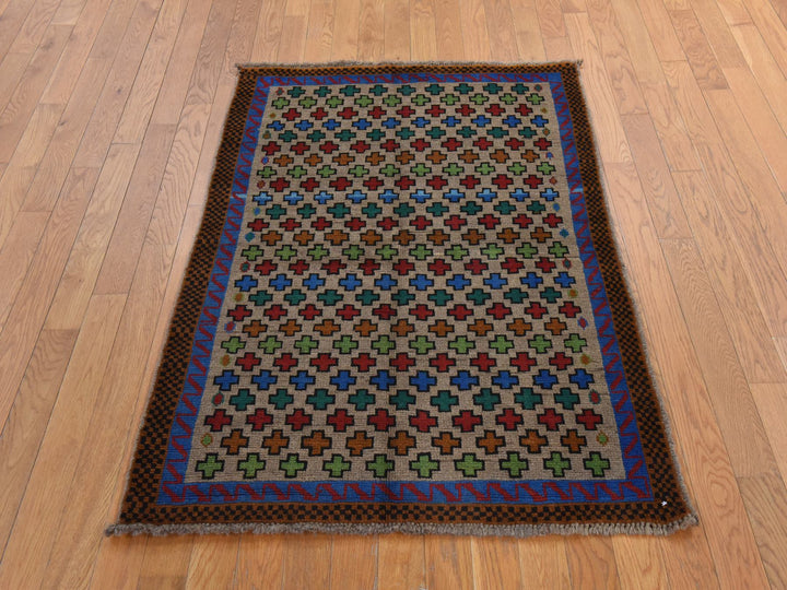 3'4" x 4'9" New Hand Knotted Beige Wool Rectangle Oriental Rug - MOA10278821