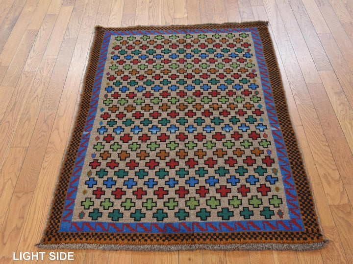 3'4" x 4'9" New Hand Knotted Beige Wool Rectangle Oriental Rug - MOA10278821