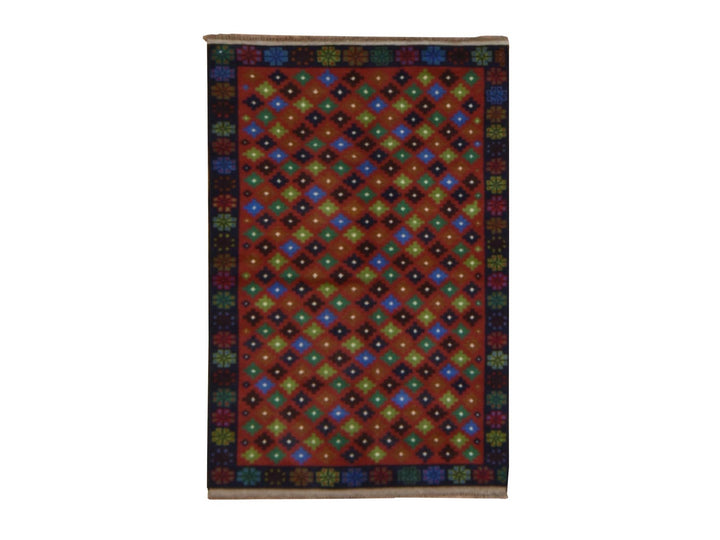 3'3" x 4'9" New Hand Knotted Red Wool Rectangle Oriental Rug - MOA10278823